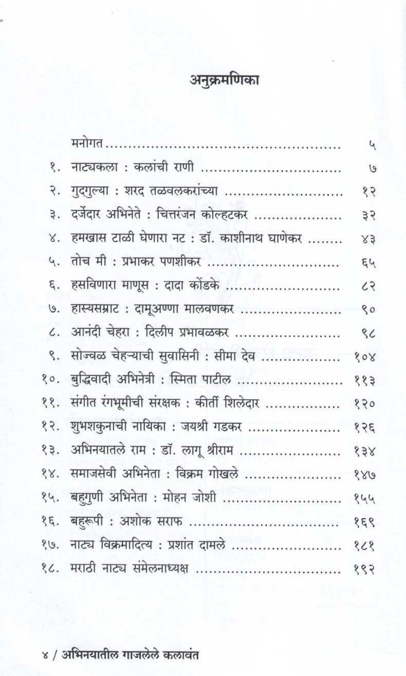 Abhinayatil Gajalele Kalavant | अभिनयातील गाजलेले कलावंत