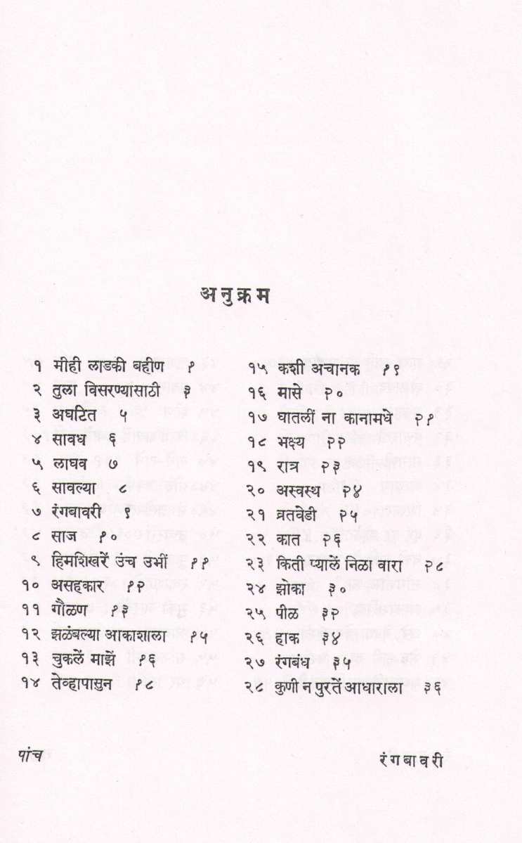 Rangbavari ( रंगबावरी ) by Indira Sant ( इंदिरा संत )