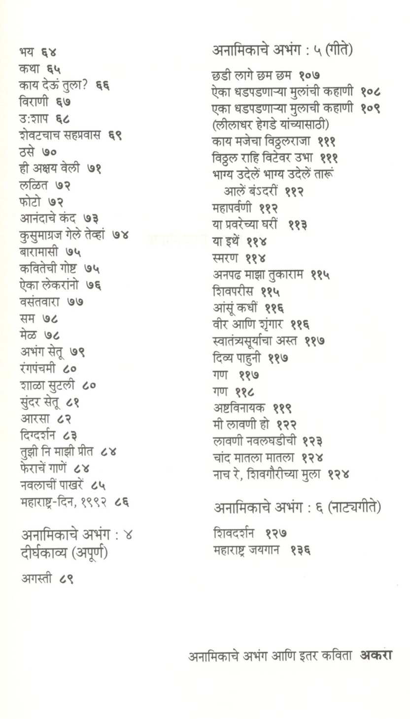 Anamikache Abhang Ani Itar Kavita ( अनामिकाचे अभंग आणि इतर कविता ) by Vasant Bapat ( वसंत बापट )