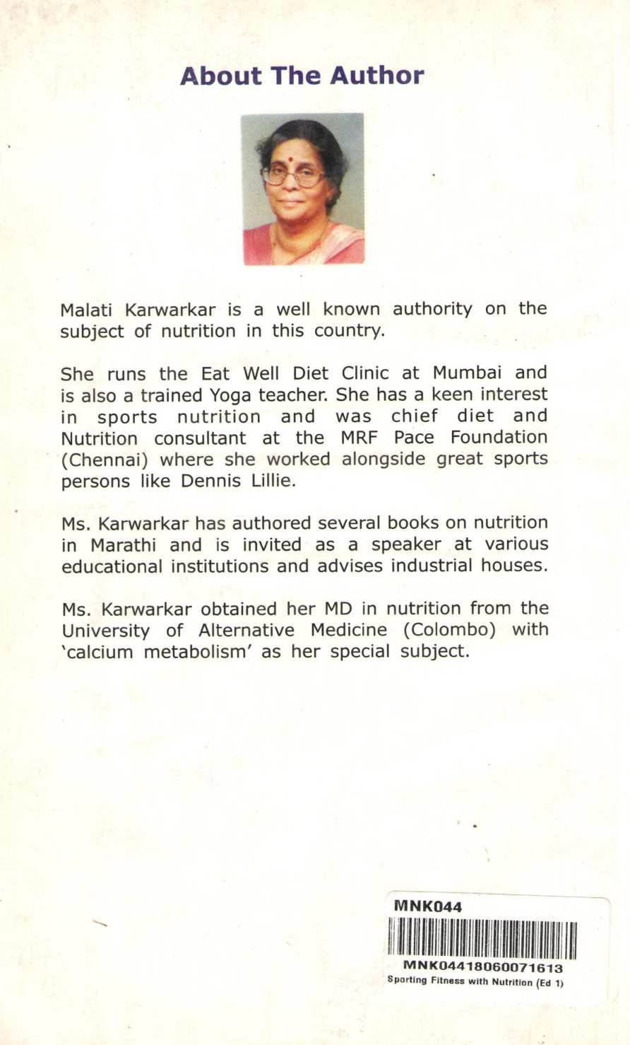 Sporting Fitness With Nutrition ( Sporting Fitness With Nutrition ) by Dr. Malati Karwarkar ( डॉ. मालती कारवारकर )