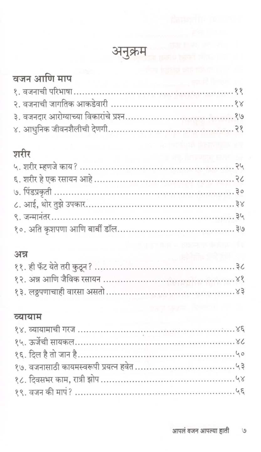 Apala Vajan Apalya Haati ( आपलं वजन आपल्या हाती ) by Dr. Malati Karwarkar ( डॉ. मालती कारवारकर )