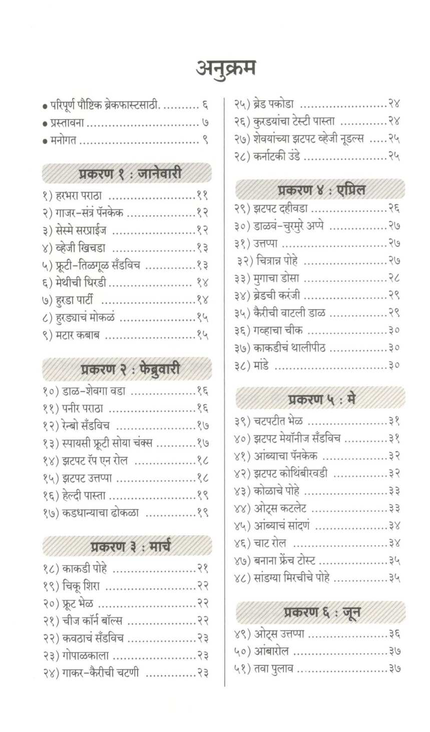 101 Breakfast Recipes ( १०१ ब्रेकफास्ट रेसिपीज ) by Kanchan Bapat ( कांचन बापट )