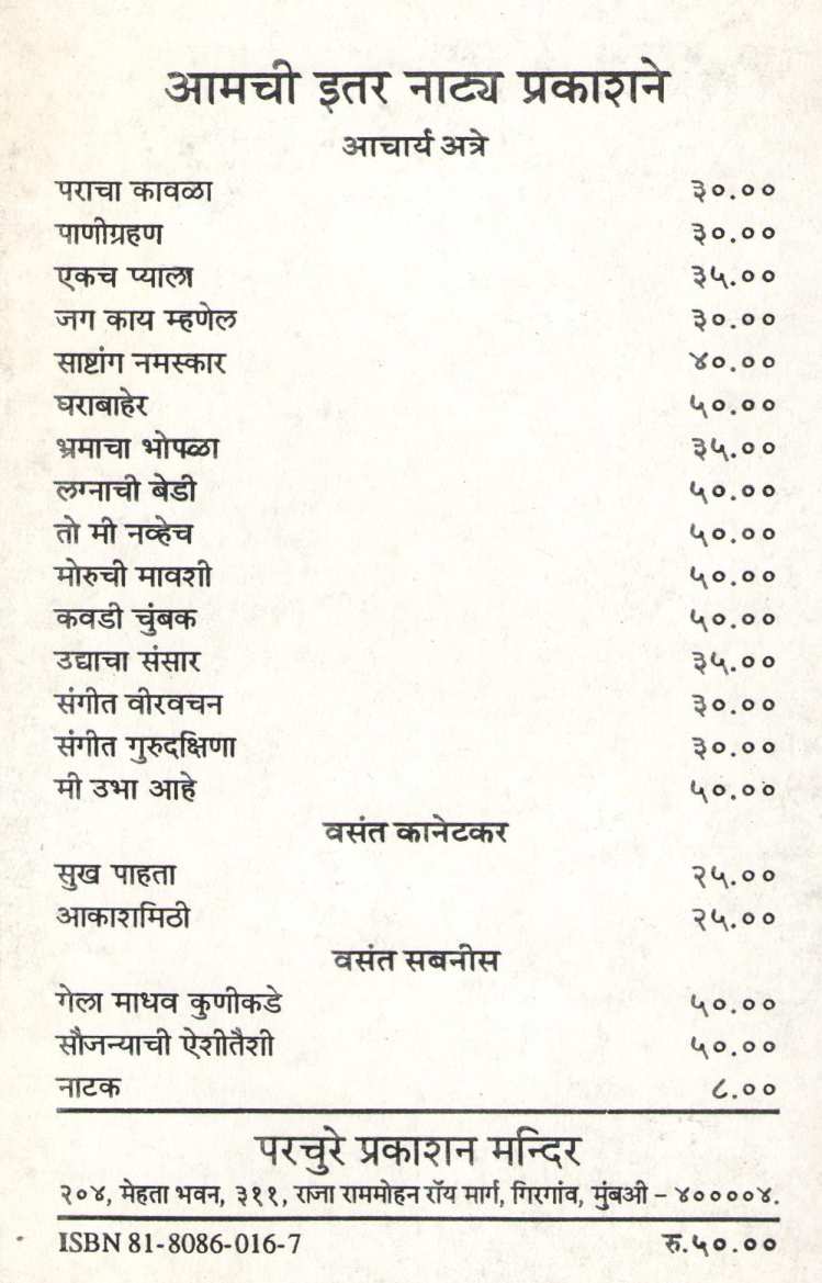 Varcha Majla Rikama ( वरचा मजला रिकामा by Atmaram Sawant ( आत्माराम सावंत )