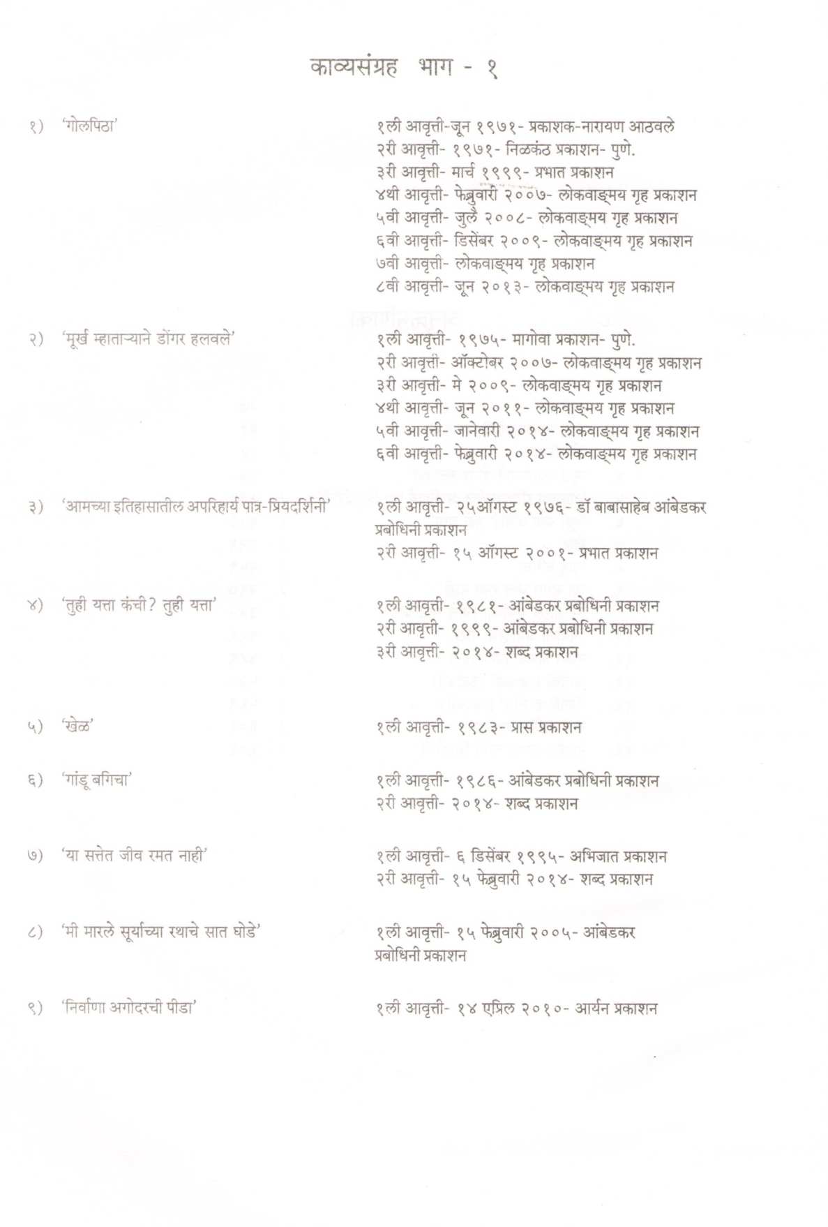 Samagra Namdev Dhasal - Part 1 ( समग्र नामदेव ढसाळ - भाग १ ) by Other ( इतर )