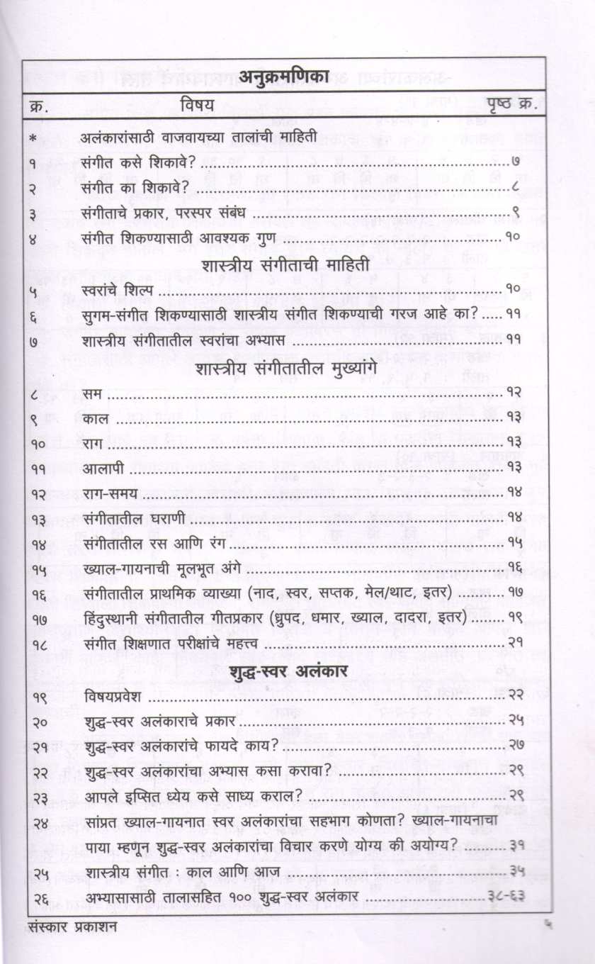 Bharatiy Sangitache Samany Dnyan V Svar-Dnyanasathi Shudh-Svar Alankar Arthat Svar-Rachana Shastr ( भारतीय संगीताचे सामान्य ज्ञान व स्वरज्ञानासाठी शुद्ध - स्वर अलंकार ) by Kiran Phatak ( किरण फाटक )