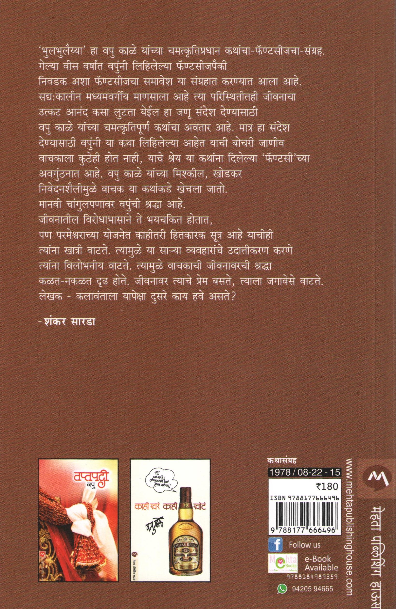 Bhulbhulaiyya ( भुलभुलैय्या ) by V. P. Kale ( व. पु. काळे )