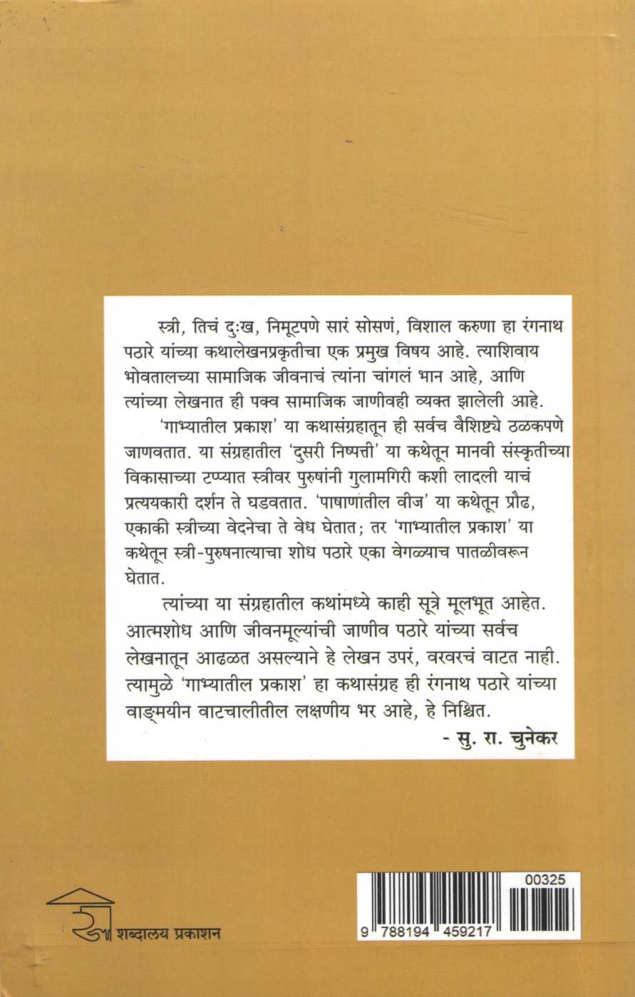 Gabhyatil Prakash ( गाभ्यातील प्रकाश ) by Rangnath Pathare ( रंगनाथ पठारे )