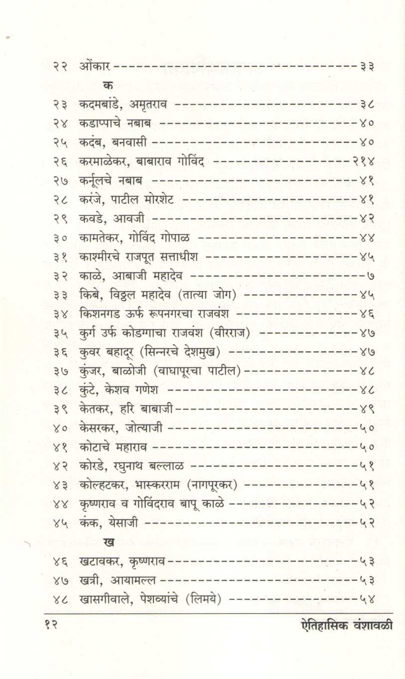 Aitihasik Gharanyanchya Vanshavali ( ऐतिहासिक घराण्यांच्या वंशावळी ) by G. S. Sardesai ( गो. स. सरदेसाई )