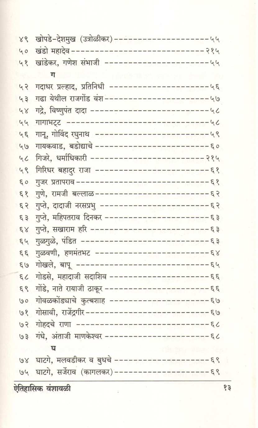 Aitihasik Gharanyanchya Vanshavali ( ऐतिहासिक घराण्यांच्या वंशावळी ) by G. S. Sardesai ( गो. स. सरदेसाई )