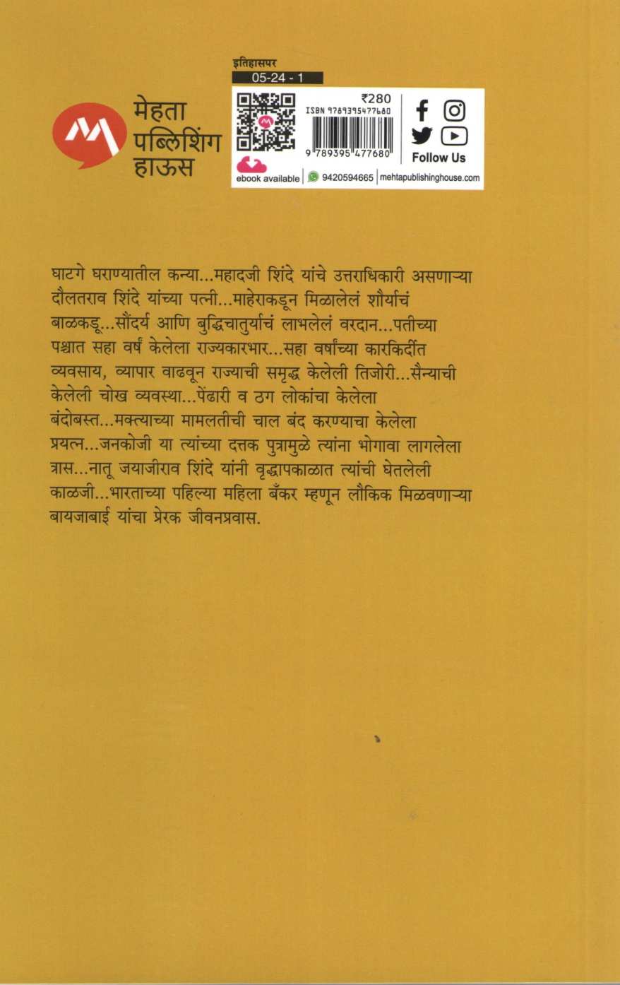Maharani Bayajabai Shinde Dakhkhanchya Saundaryalatika ( महाराणी बायजाबाई शिंदे दख्खनच्या सौंदर्यलतिका ) by Suvarna Naik - Nimbalkar ( सुवर्णा नाईक - निंबाळकर )